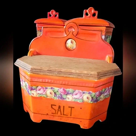 Vintage Czechoslovakia Porcelain Kitchen Canisters - 6 Small / 6 Large / 1 Salt  - Picture 2 of 16